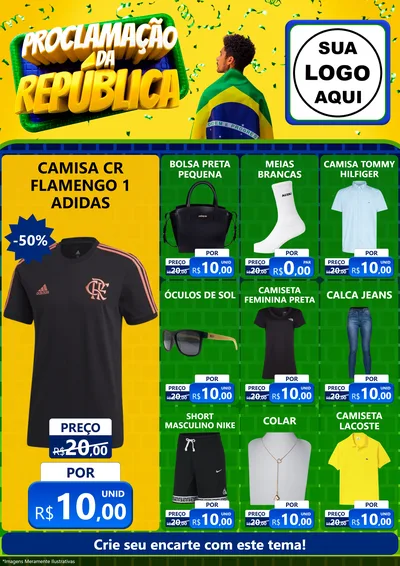 Modelo de Encarte para Encarte A4 Vertical com o tema Proclamação da República para Roupas e acessórios