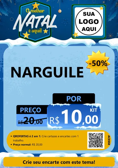 Modelo de Cartaz para Cartaz A4 Vertical com o tema O Melhor Natal É Aqui! para Tabacaria