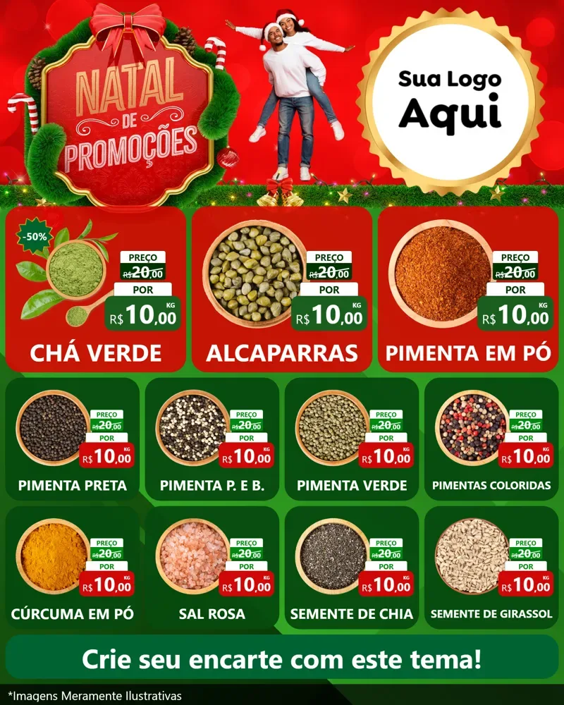 Modelo de Rede Social para Feed Instagram com o tema Natal de Promoções para Produtos Naturais