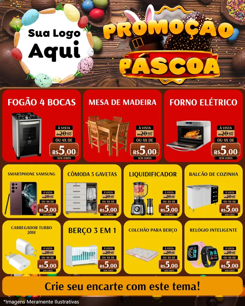 Modelo de Rede Social para Feed Instagram com o tema Promoção Páscoa para Móveis e Eletro