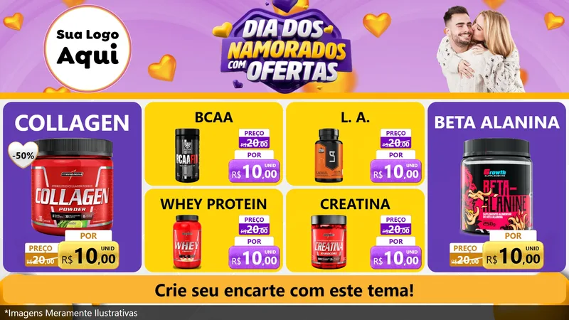 Modelo de TV para TV Horizontal com o tema Dia Dos Namorados Com Ofertas para Suplementos alimentares