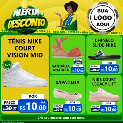 Modelo de Rede Social para Feed Facebook com o tema Alerta de Desconto para Calçados