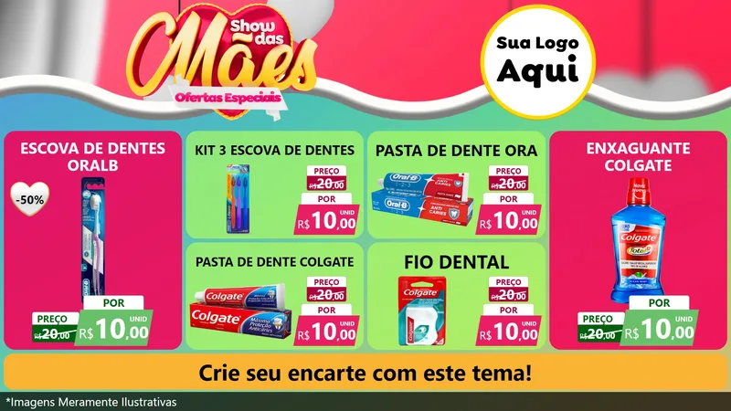 Modelo de TV para TV Horizontal com o tema Show das Mães - Ofertas Especiais para Higiene Pessoal