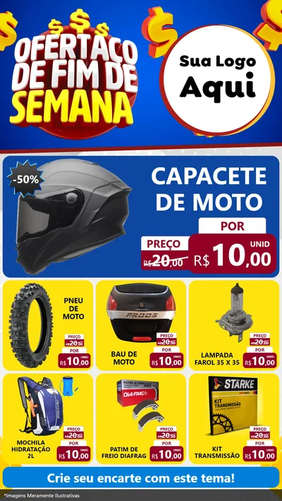 Modelo de Rede Social para Stories com o tema Ofertaço de Fim de Semana para Moto peças