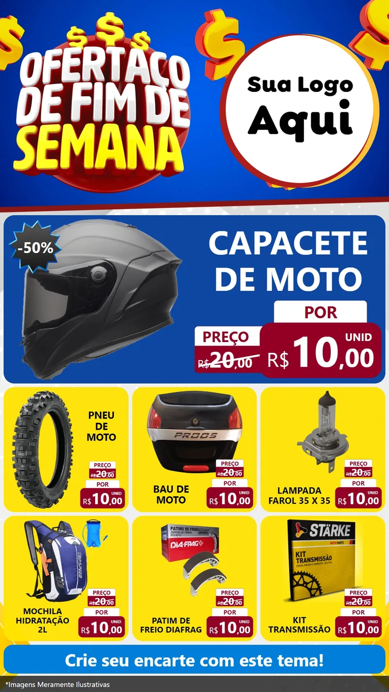 Modelo de Rede Social para Stories com o tema Ofertaço de Fim de Semana para Moto peças