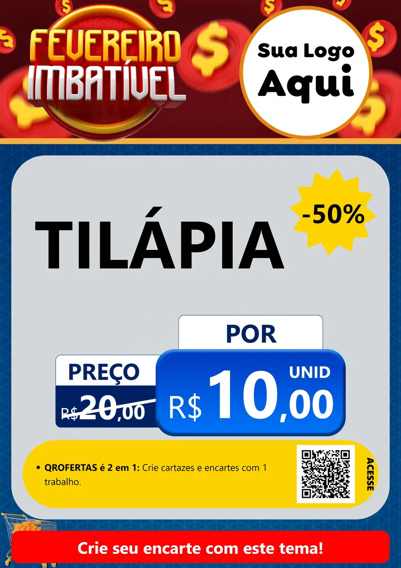 Modelo de Cartaz para Cartaz A4 Vertical com o tema Fevereiro Imbatível para Peixaria