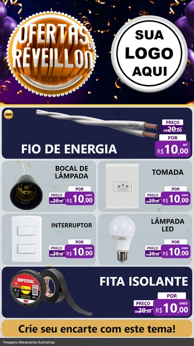 Modelo de TV para TV Vertical com o tema Ofertas de Réveillon para Materiais Elétricos