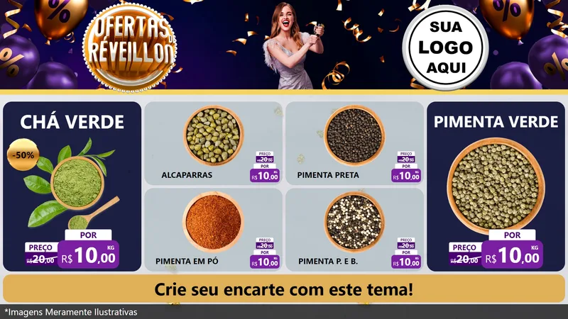 Modelo de TV para TV Horizontal com o tema Ofertas de Réveillon para Produtos Naturais