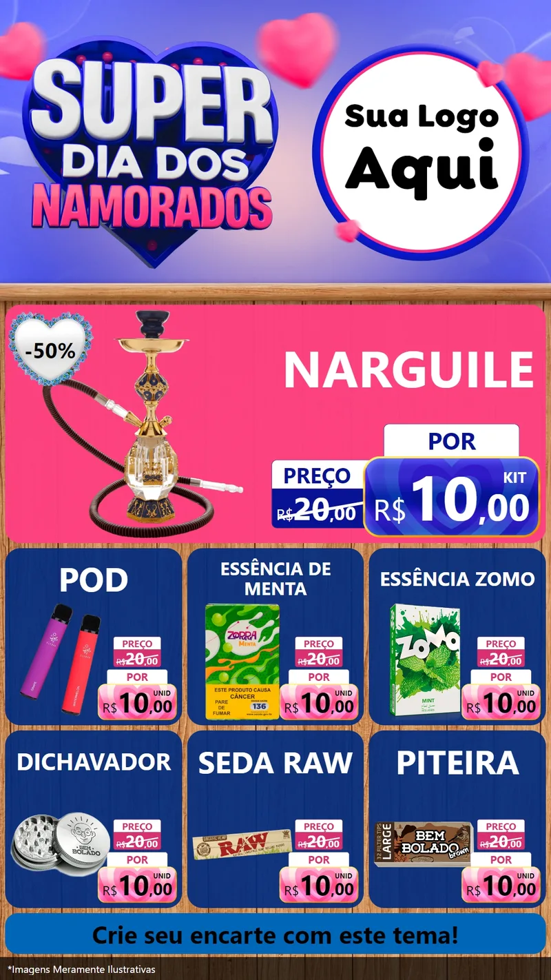 Modelo de Rede Social para Stories com o tema Super Dia dos Namorados para Tabacaria