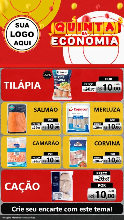 Modelo de TV para TV Vertical com o tema Quinta da Economia para Peixaria