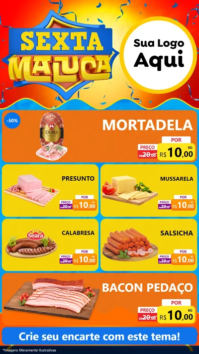 Modelo de TV para TV Vertical com o tema Sexta Maluca para Frios e Laticínios