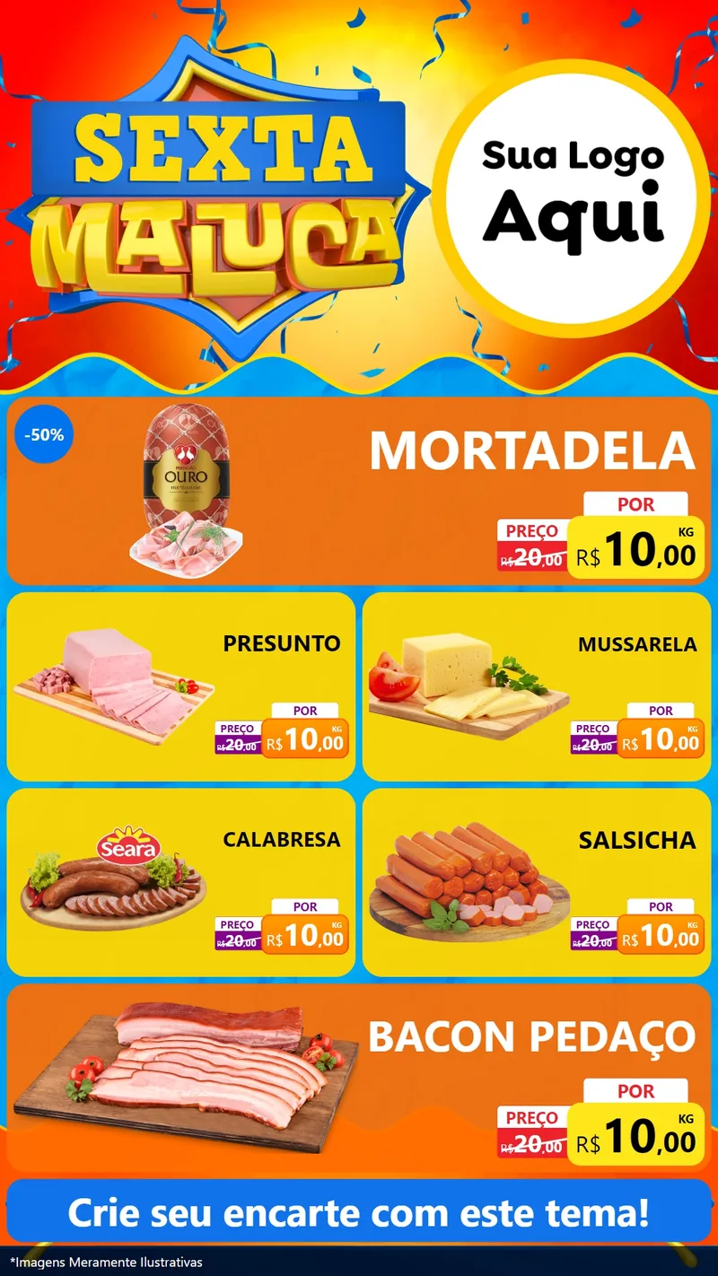 Modelo de TV para TV Vertical com o tema Sexta Maluca para Frios e Laticínios