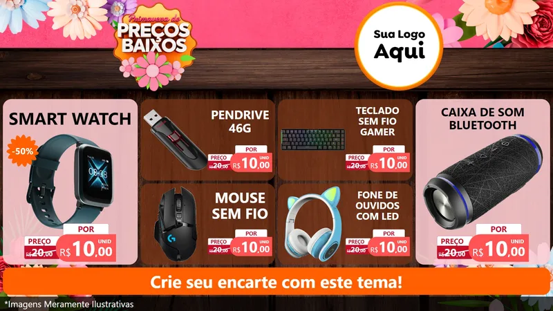 Modelo de TV para TV Horizontal com o tema Primavera de Preços Baixos para Informática