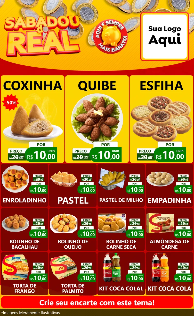 Modelo de Encarte para Encarte Grande com o tema Sabadou do Real para Salgadaria