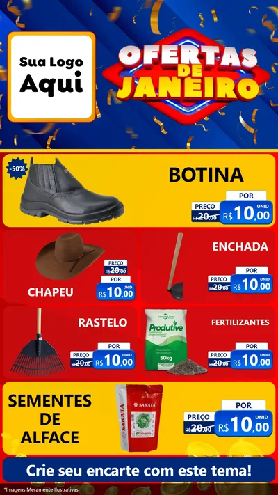 Modelo de TV para TV Vertical com o tema Ofertas de Janeiro para Agropecuária