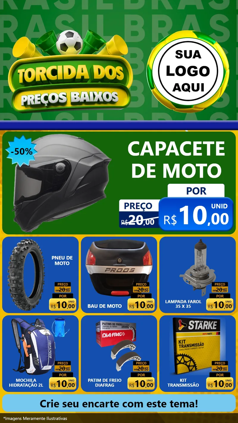 Modelo de Rede Social para Stories com o tema Torcida dos Preços Baixos para Moto peças