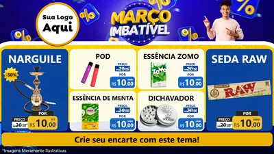 Modelo de TV para TV Horizontal com o tema Março Imbatível para Tabacaria
