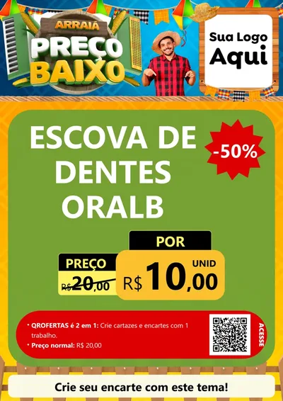 Modelo de Cartaz para Cartaz A4 Vertical com o tema Arraiá de Preço Baixo - Junina para Higiene Pessoal