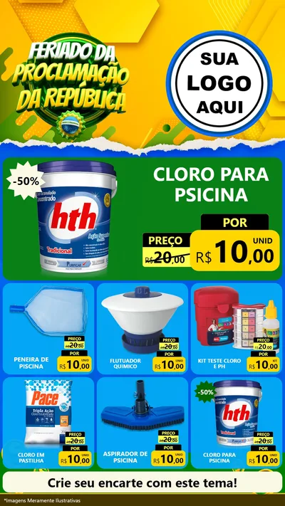 Modelo de Rede Social para Stories com o tema Feriado da Proclamação da República para Produtos para Piscina