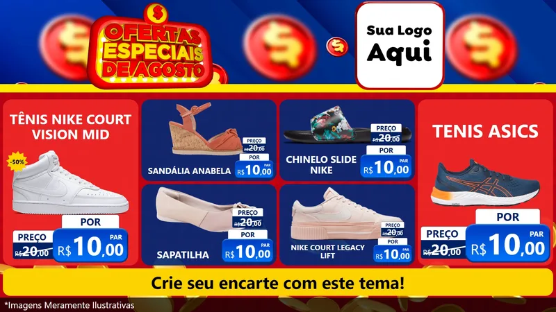 Modelo de TV para TV Horizontal com o tema Ofertas Especiais de Agosto para Calçados