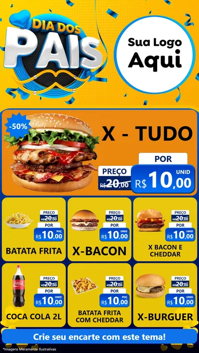 Modelo de Rede Social para Stories com o tema Dia dos Pais para Hamburgueria