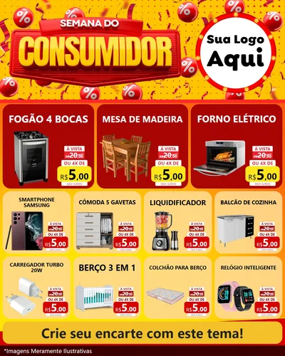 Modelo de Rede Social para Feed Instagram com o tema Semana do Consumidor para Móveis e Eletro