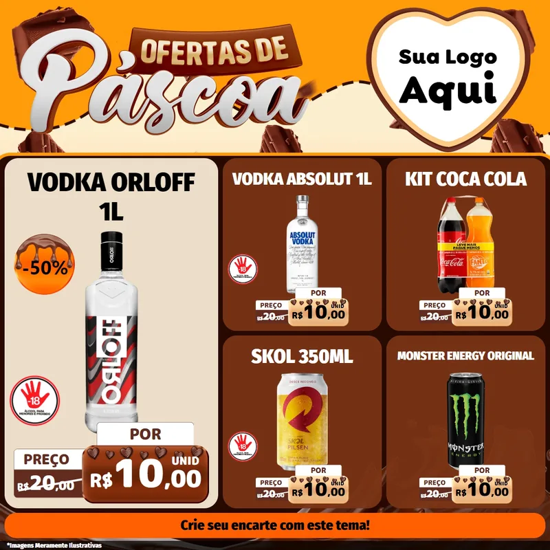 Modelo de Rede Social para Feed Facebook com o tema Ofertas de Páscoa para Distribuidora de bebidas