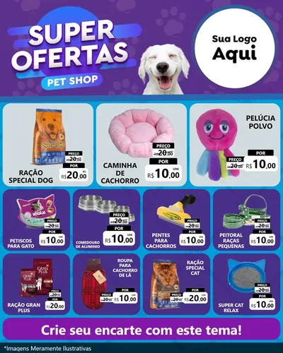 Modelo de Rede Social para Feed Instagram com o tema Super Ofertas Pet Shop para Pet Shop