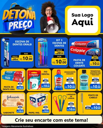 Modelo de Rede Social para Feed Instagram com o tema Detona Preços para Higiene Pessoal