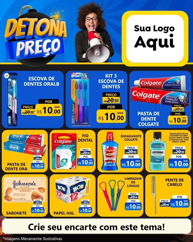 Modelo de Rede Social para Feed Instagram com o tema Detona Preços para Higiene Pessoal