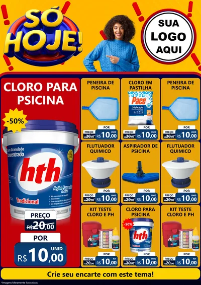 Modelo de Encarte para Encarte A4 Vertical com o tema Só Hoje! para Produtos para Piscina