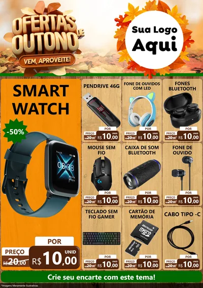 Modelo de Encarte para Encarte A4 Vertical com o tema Ofertas de Outono - Vem, Aproveite! para Informática