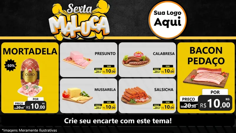 Modelo de TV para TV Horizontal com o tema Sexta Maluca para Frios e Laticínios