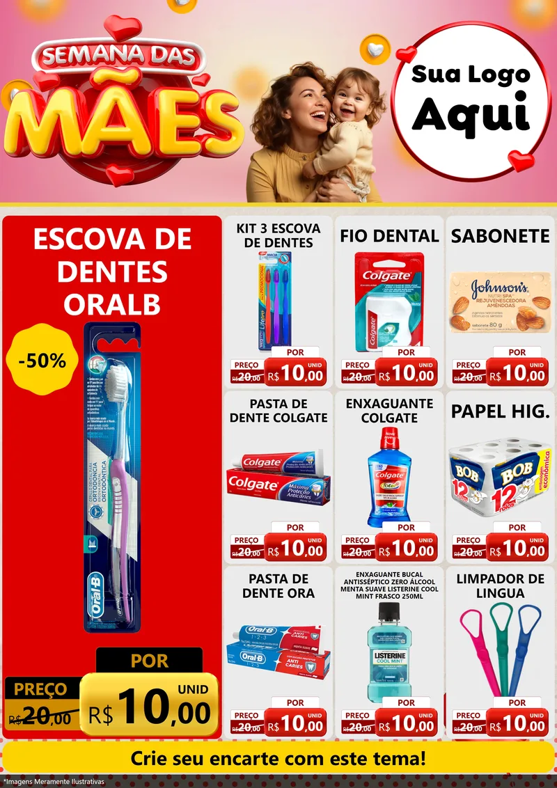 Modelo de Encarte para Encarte A4 Vertical com o tema Semana das Mães para Higiene Pessoal