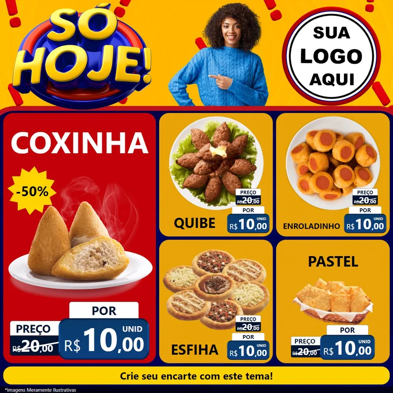 Modelo de Rede Social para Feed Facebook com o tema Só Hoje! para Salgadaria