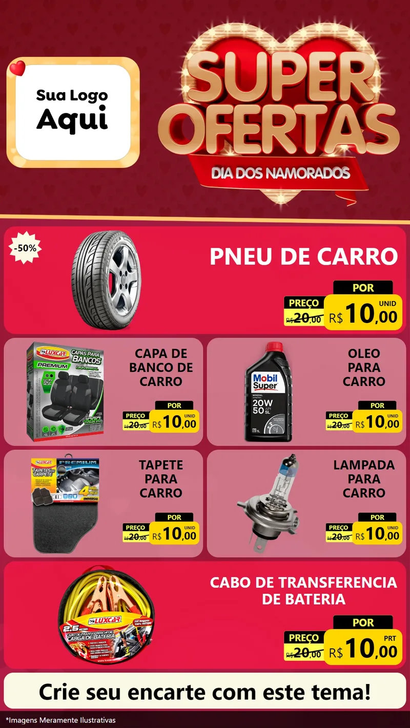 Modelo de TV para TV Vertical com o tema Dia dos Namorados para Auto peças