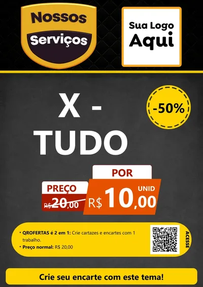 Modelo de Cartaz para Cartaz A4 Vertical com o tema Nossos Serviços para Hamburgueria