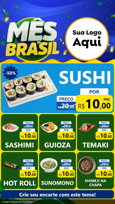 Modelo de Rede Social para Stories com o tema Mês do Brasil para Comida japonesa