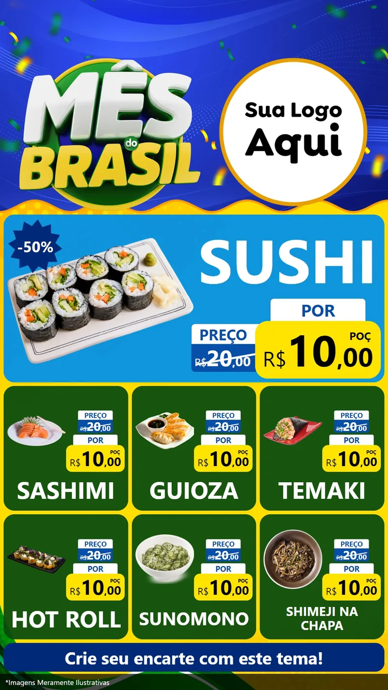 Modelo de Rede Social para Stories com o tema Mês do Brasil para Comida japonesa