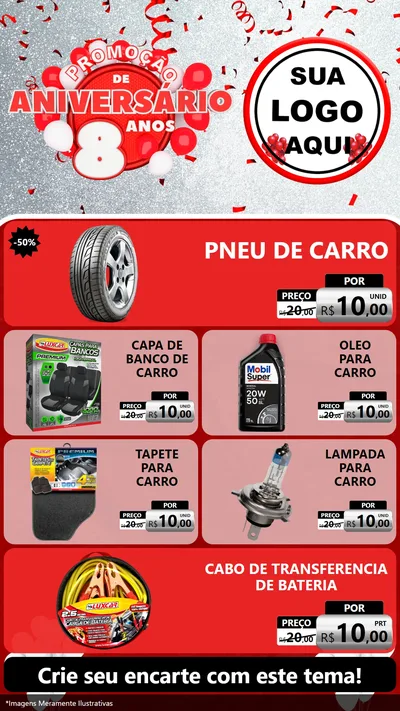 Modelo de TV para TV Vertical com o tema Promoção de Aniversário - 8 Anos para Auto peças