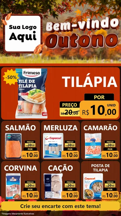 Modelo de Rede Social para Stories com o tema Bem-vindo Outono para Peixaria