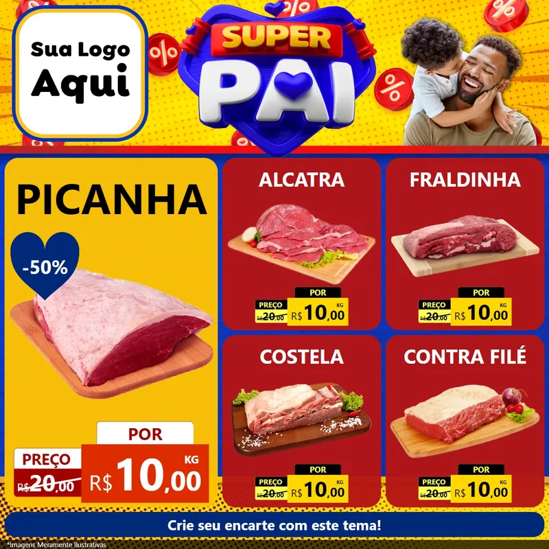 Modelo de Rede Social para Feed Facebook com o tema Super Pai para Açougue