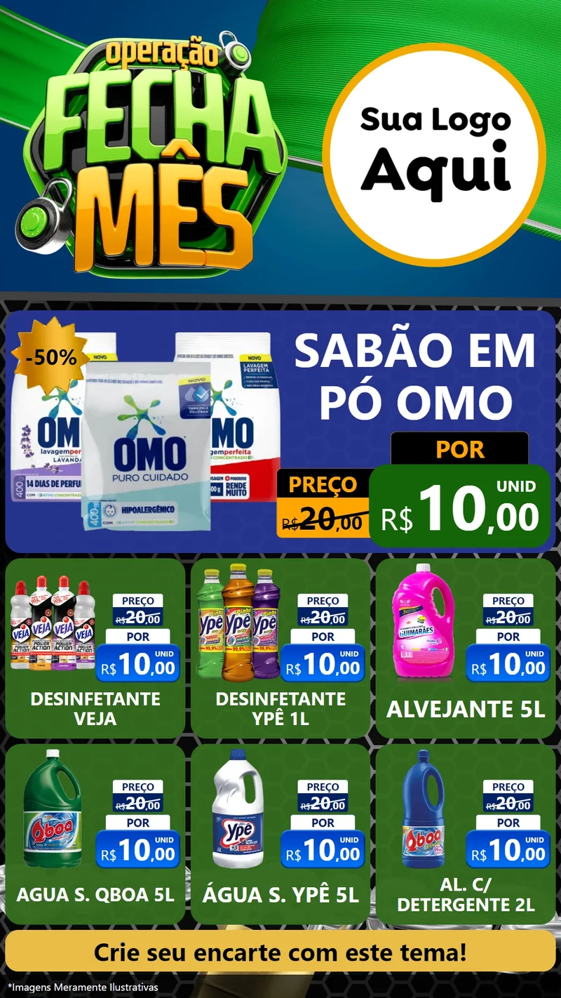 Modelo de Rede Social para Stories com o tema Operação Fecha Mês para Produtos de Limpeza