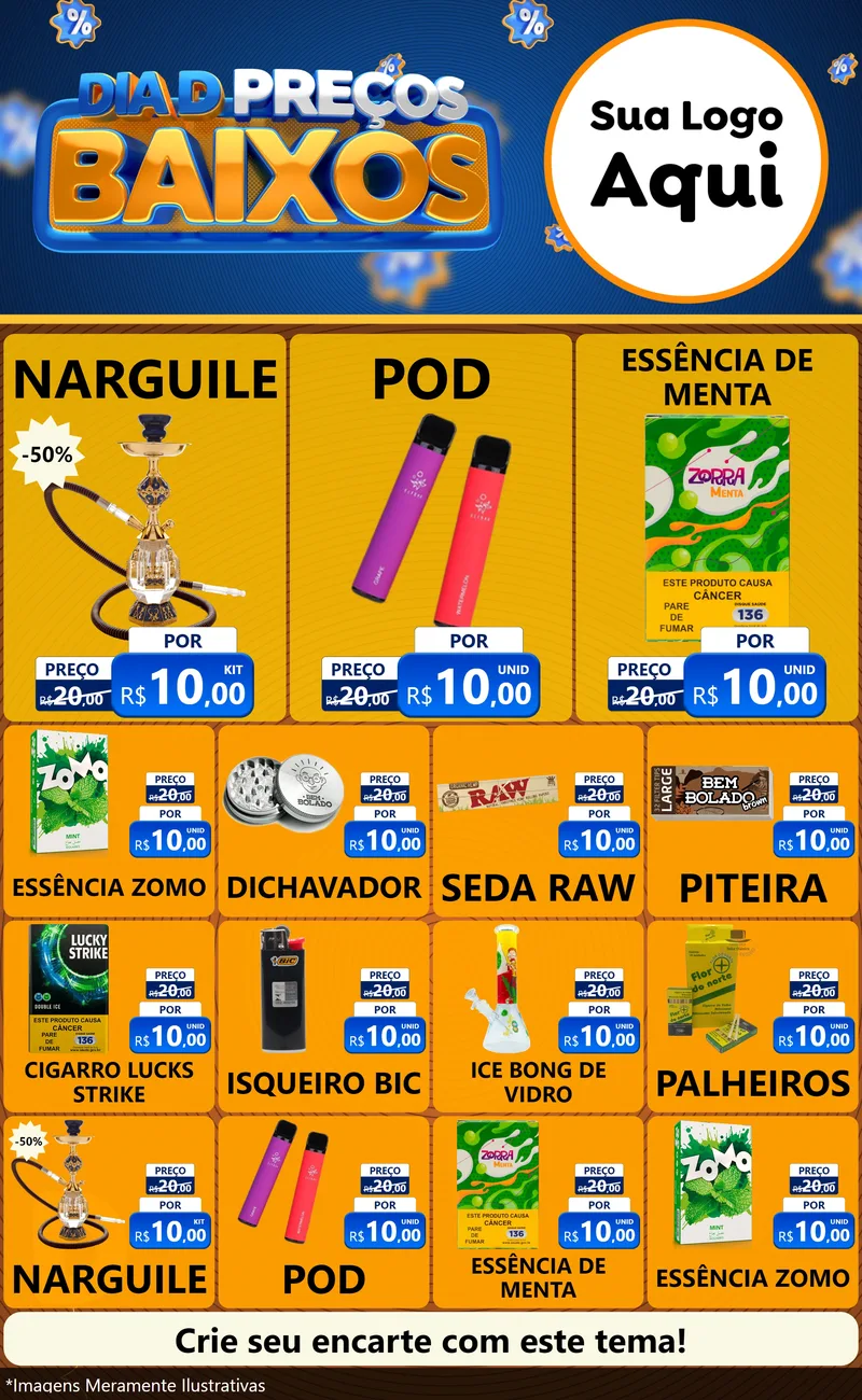 Modelo de Encarte para Encarte Grande com o tema Dia D Preço Baixo para Tabacaria