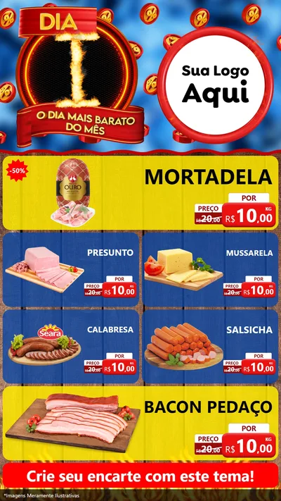 Modelo de TV para TV Vertical com o tema Dia I - O Dia Mais Barato Do Mês para Frios e Laticínios