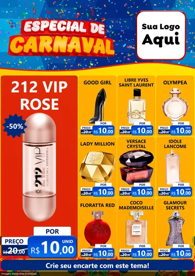 Modelo de Encarte para Encarte A4 Vertical com o tema Especial de Carnaval para Perfumes