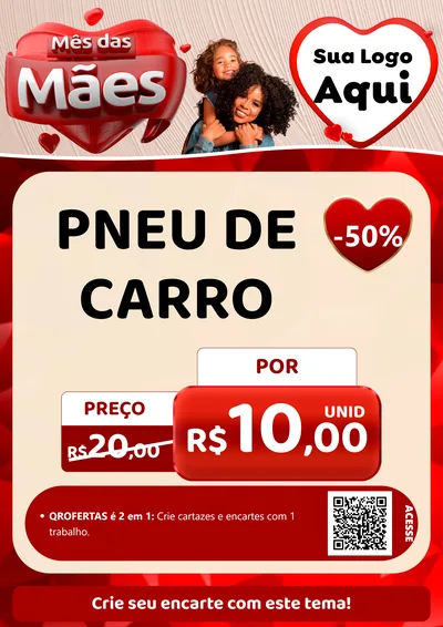 Modelo de Cartaz para Cartaz A4 Vertical com o tema Mês das Mães para Auto peças