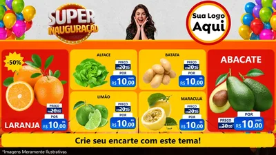 Modelo de TV para TV Horizontal com o tema Super Inauguração para Hortifrúti
