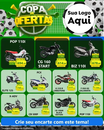 Modelo de Rede Social para Feed Instagram com o tema Copa De Ofertas para Concessionaria de Motos
