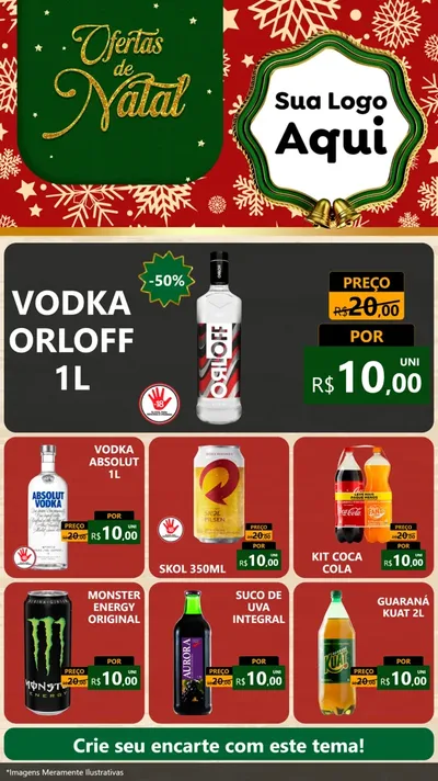 Modelo de Rede Social para Stories com o tema Natal de Ofertas para Distribuidora de bebidas